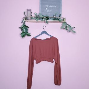 Free People FP Beach Long Sleeve Cropped Ruffle Top